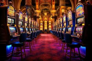 Flashy Casino slot machine. Generate AI photo
