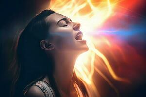 Singing woman energy. Generate Ai photo
