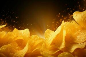Crunchy Chips banner snack food. Generate Ai photo