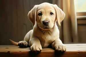 Energetic Cute labrador dog. Generate Ai photo