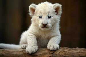 Cute white lion. Generate Ai photo