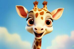 Adorable Cute baby giraffe. Generate Ai photo