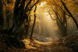 Deciduous Autumn leaf tree. Generate Ai photo
