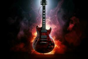 Striking Electric guitar background. Generate Ai photo