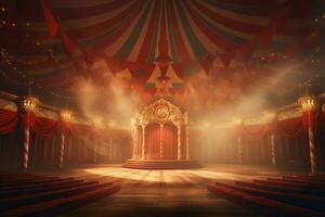 Eerie Empty circus tent. Generate Ai photo