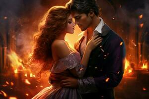 Enchanting Fantasy romance novel dance. Generate Ai photo