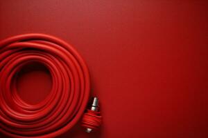 Bright Red fire hose mockup. Generate Ai photo