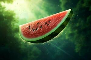 Juicy Flying watermelon slice. Generate Ai photo