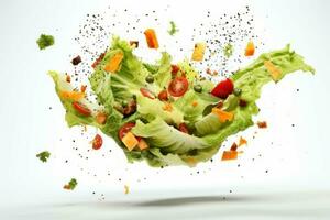 Caesar salad falling. Generate Ai photo