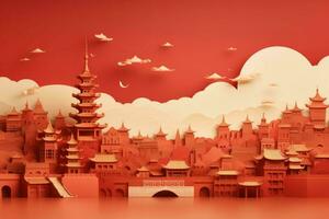 Vibrant China day background. Generate Ai photo