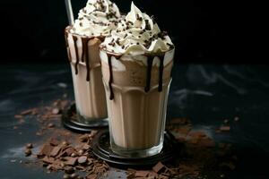 Creamy Chocolate milkshake. Generate Ai photo