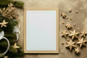 Colorful Christmas day background frame. Generate Ai photo