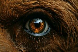 Inquisitive Closeup bear eyes animal. Generate Ai photo