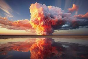 vibrante nube puesta de sol explosión. generar ai foto