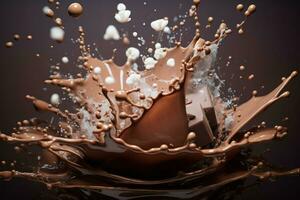 Cocoa chocolate splash. Generate Ai photo