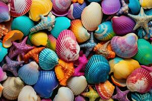 Multi-patterned Colorful seashell. Generate Ai photo