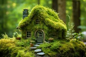 Cottage nestled moss. Generate Ai photo