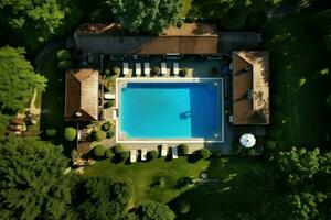 Luxurious House with swimming pool home. Generate Ai photo
