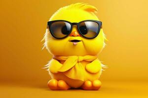 Cute cartoon yellow chick. Generate Ai photo