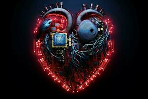 High-tech Heart of chips and circuits. Generate Ai photo