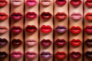 Lustrous Different lips lipstick. Generate Ai photo