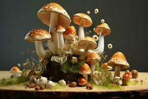 Wild Edible nature mushrooms. Generate Ai photo