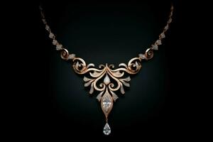 Elegant diamonds necklace. Generate Ai photo