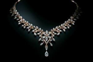 Sparkling Elegant diamonds necklace. Generate Ai photo