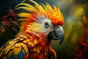 Exotic bird portrait. Generate Ai photo