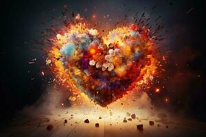 Cataclysmic Heart explosion. Generate Ai photo