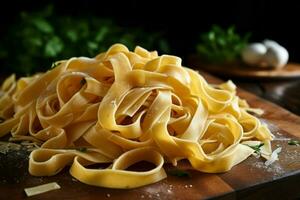 Vibrant Fettuccine pasta banner. Generate Ai photo