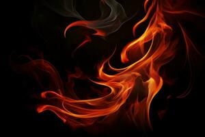 Flames on black background. Generate Ai photo