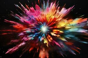 Space colorful explosion. Powder color smoke photo