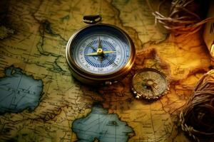 Scenic Compass travel map adventure. Generate Ai photo