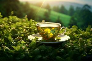 Nature tea cup. Generate Ai photo