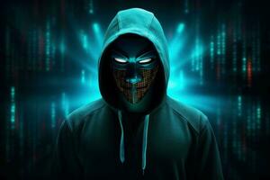 Skilled Anonymous hacker. Generate Ai photo