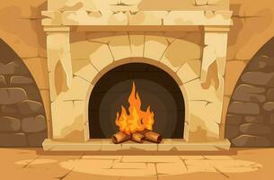 Fire fireplace art warm. Generate Ai photo