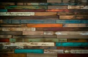 Multi color wooden plank. Generate Ai photo