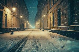 invierno nieve ciudad calle natural. generar ai foto