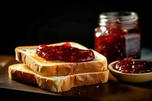 Toast jam breakfast food. Generate Ai photo