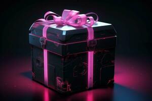 Innovative Cyber gift box. Generate Ai photo