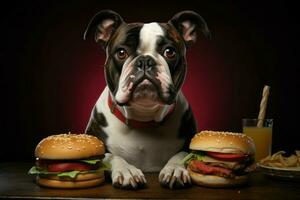 Perplexing Dog care hamburger. Generate AI photo