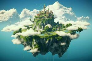 Sublime Floating island clouds. Generate Ai photo