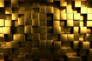 Abstract geometric golden blocks lights. Generate Ai photo