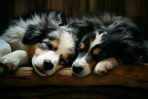 Cozy Two dogs sleeps together. Generate Ai photo