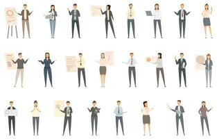 Corporate trainer icons set cartoon vector. Business training vector