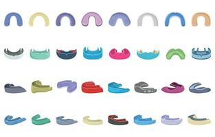 Mouth Guard icons set cartoon vector. Tool equipment vector