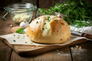 Garlic bread cheese herbs. Generate Ai photo