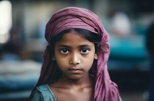 indio niña textil lana. generar ai foto