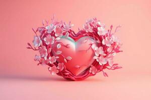 Pink heart shape. Generate Ai photo